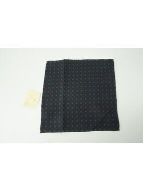 Rubinacci LH Black Sapphire Blue Floral 100% Silk Pocket Square